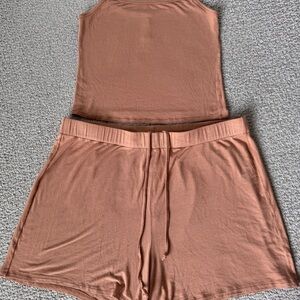SKIMS Sleep Pajama Set | Cropped Tank & Shorts | Sienna | Size L